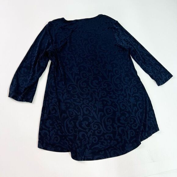 Chico's Travelers Tunic Top Women Medium Indigo Scoop Neck Stretch High Low Hem - Picture 7 of 8